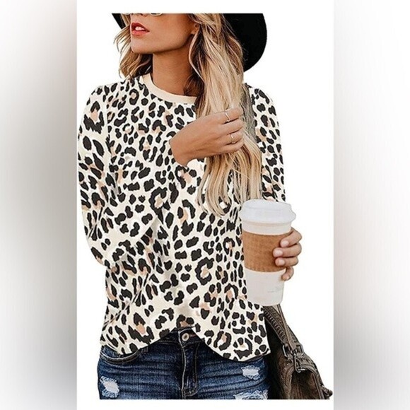 Women's Elegant Leopard-Print Pullover SweaterLeopard print Sweater Size S. - Picture 1 of 7
